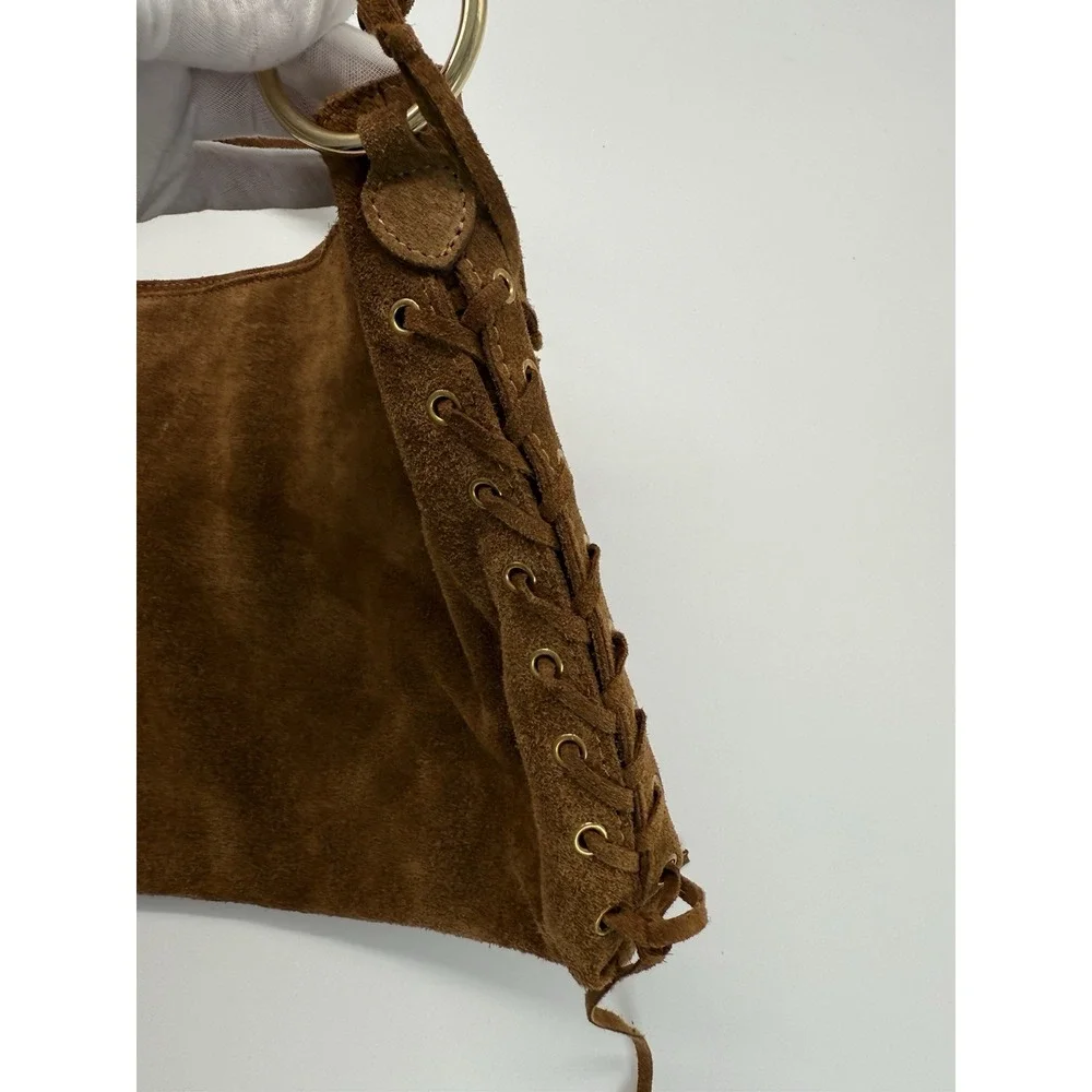 NWT Cheval Firenze Suede‎ Fringe shoulder bag Brown